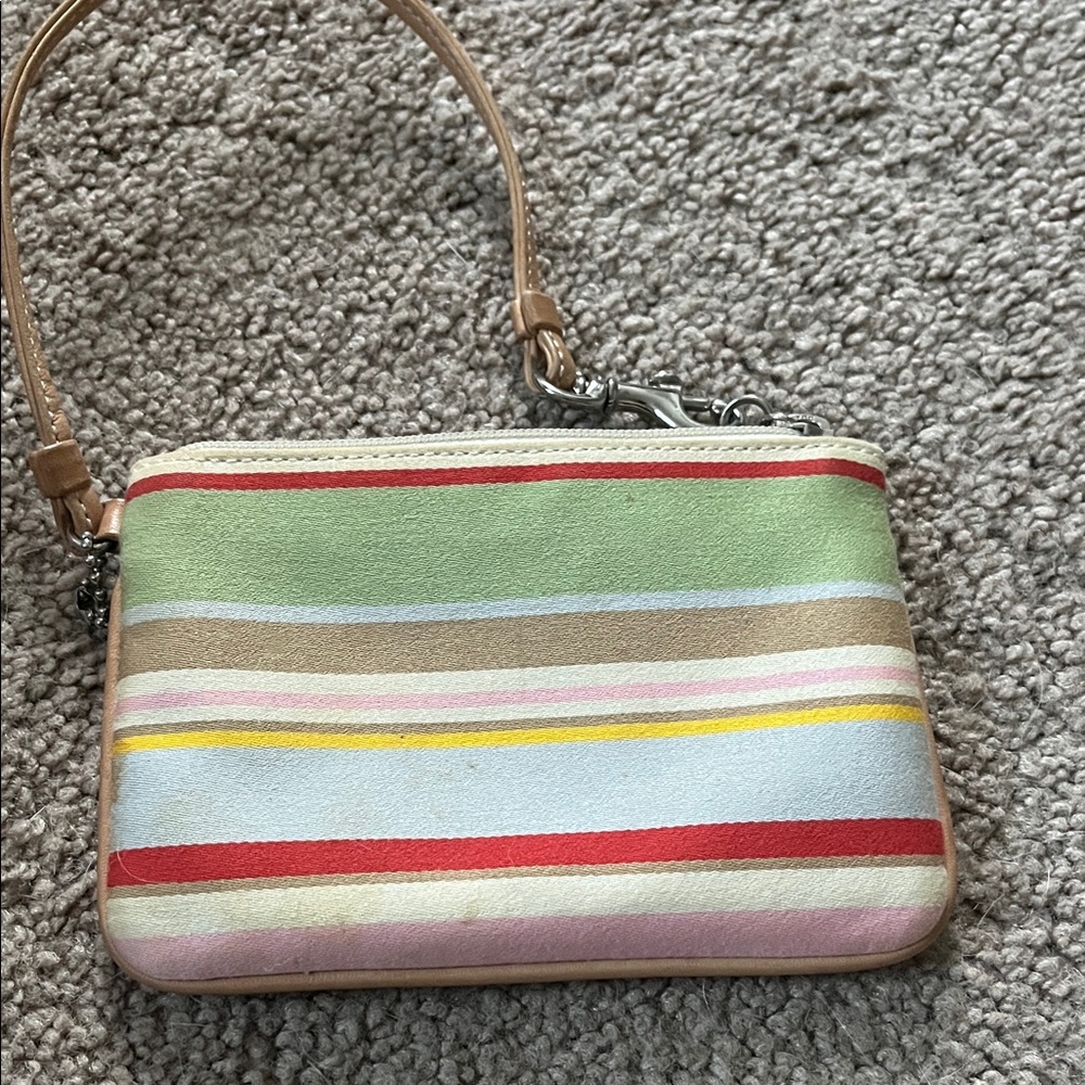 Coach Multicolor Striped Wristlet